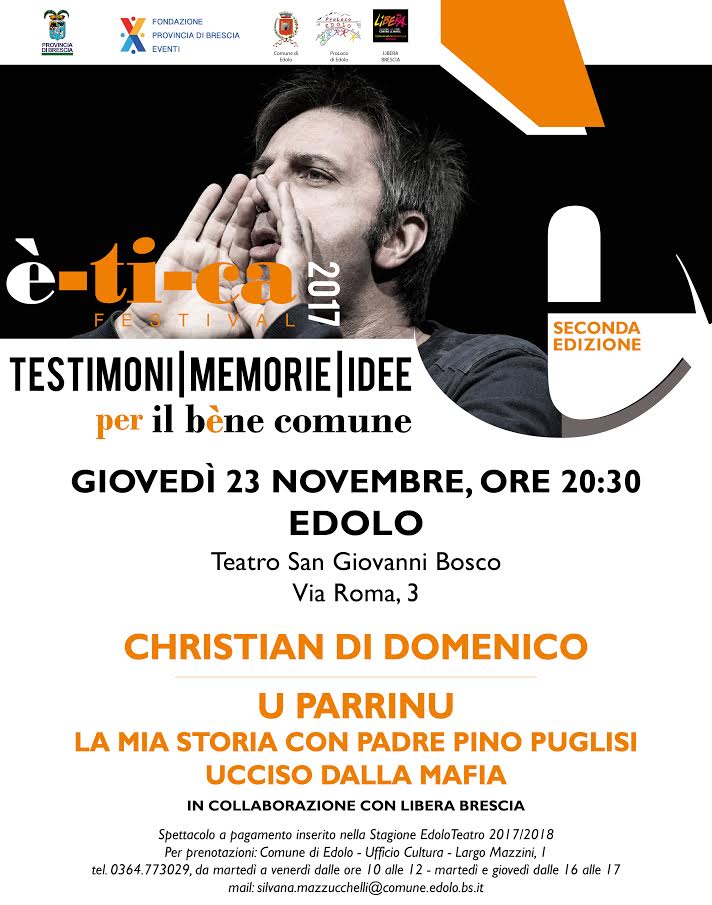 La locandina dell'evento con Christian Di Domenico a Edolo