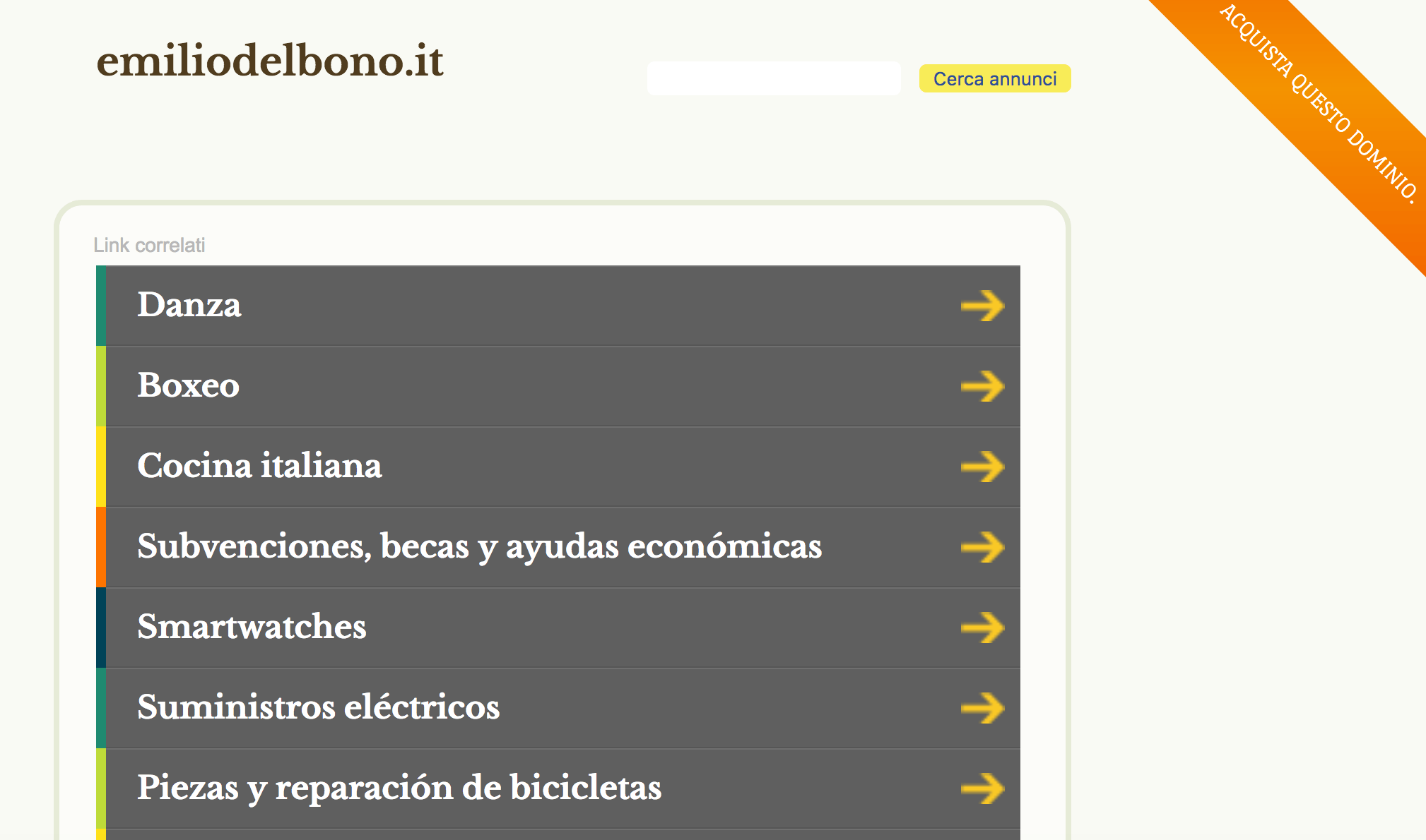 La schermata che compare ai visitatori di emiliodelbono.it