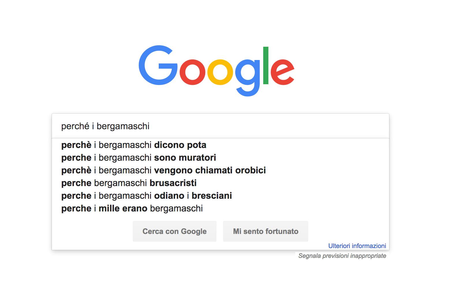 "Perché i bergamaschi sono", la ricerca su Google