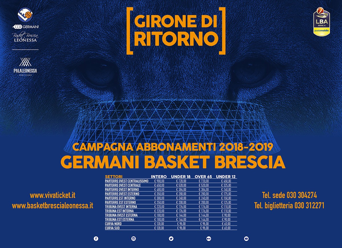 Campagna di abbonamenti 2018-2019 Girone di ritorno Basket Brescia