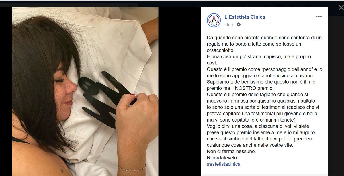 Il post di estetista cinica su Instagram