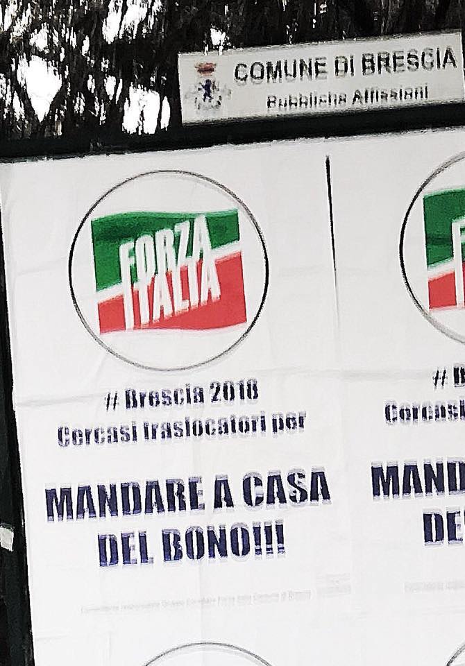 Manifesti di Forza Italia per “rottamare” Del Bono: è polemica