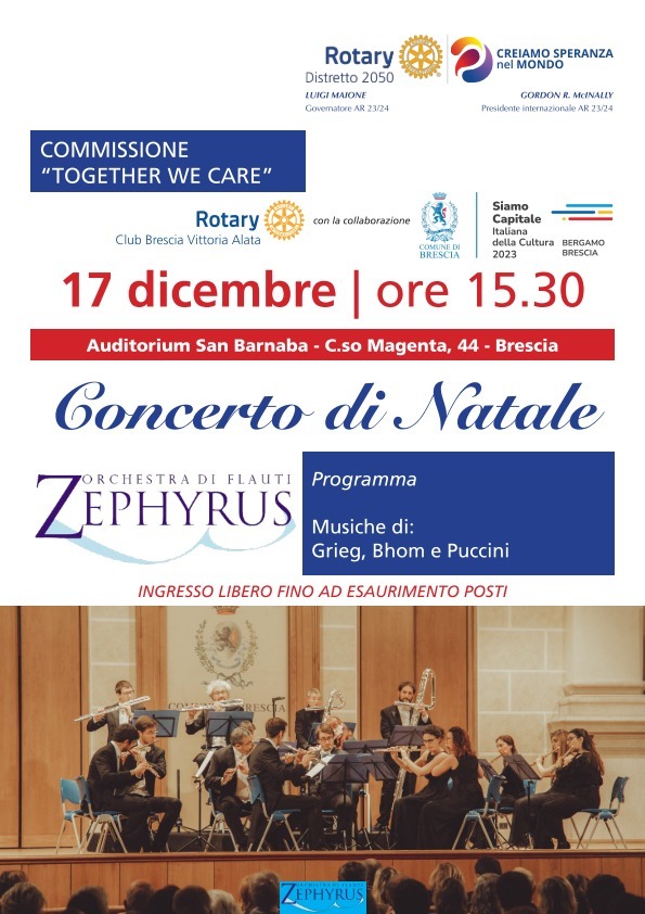 Domenica 17 al San Barnaba il concerto di Natale del Rotary