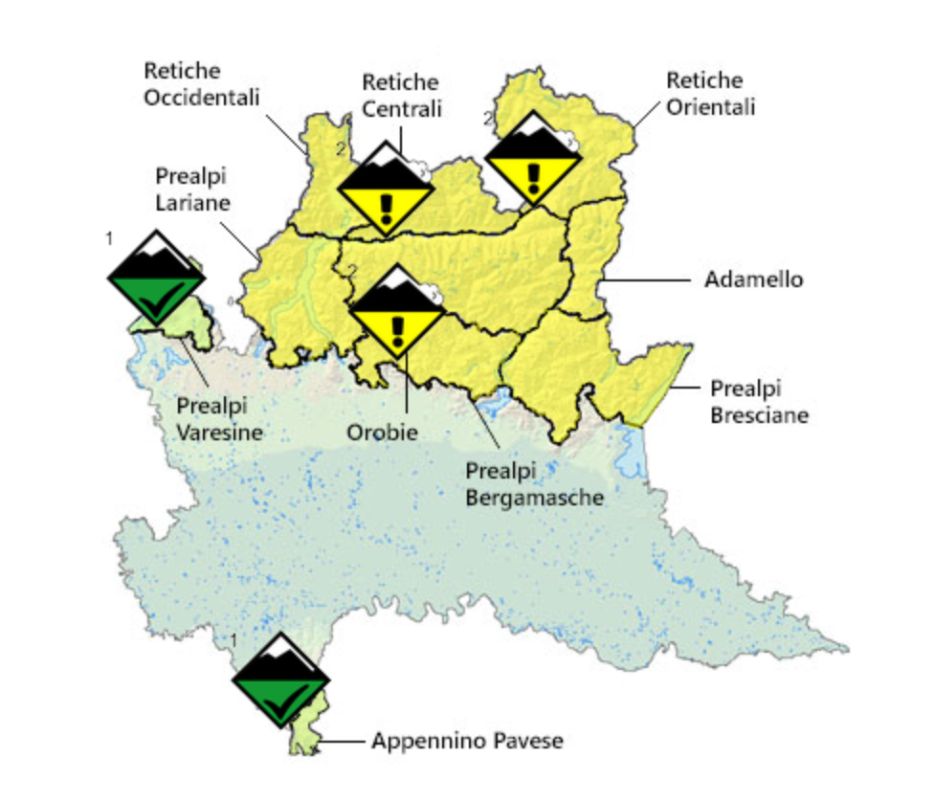 ▼ Pericolo valanghe, codice giallo nel fine settimana bresciano