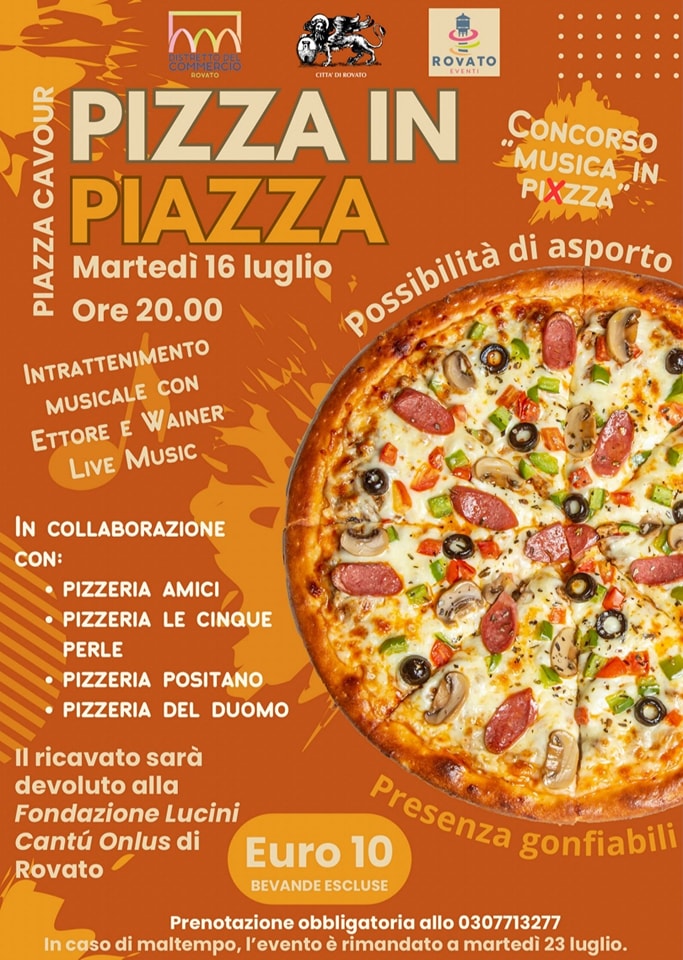 ▼ Rovato, martedì sera torna la maxi pizzata solidale in piazza