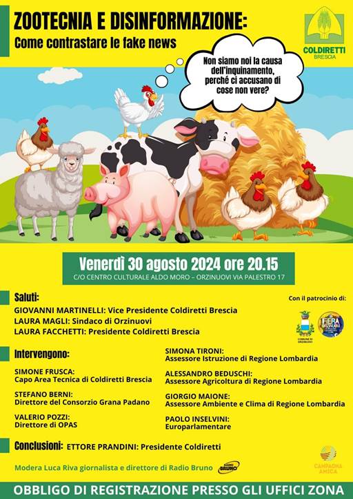 ▼ Zootecnia e disinformazione, venerdì convegno di Coldiretti a Orzinuovi