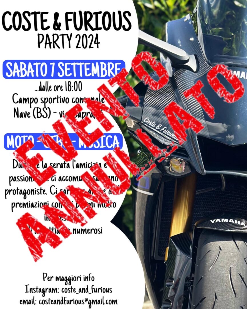 ▼ Nave, il Comune annulla la festa dei motociclisti di “Coste & Furious”: è polemica