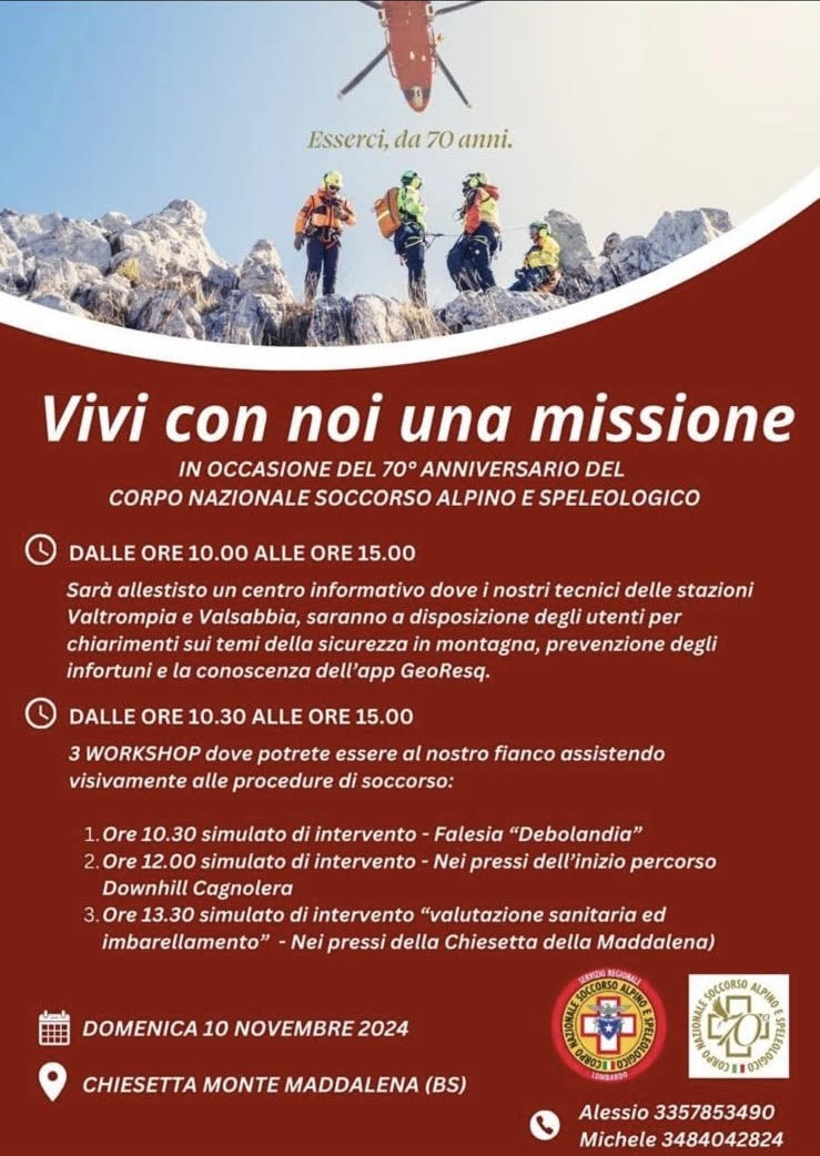 Monte Maddalena, il 10 novembre il Soccorso alpino incontra i bresciani